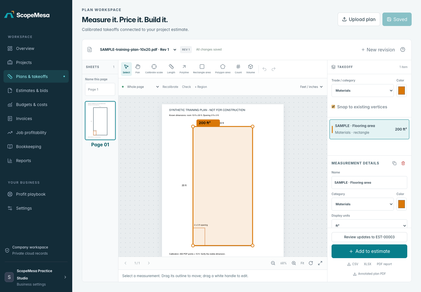 Measure the scope in ScopeMesa, using a practice project